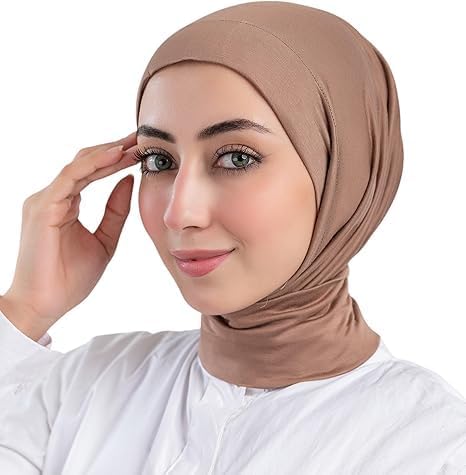 Kuwait Hijab Bonnet Cap by 7AGAT, soft stretch fabric, lightweight breathable inner hijab cap for daily wear, shown on a model.