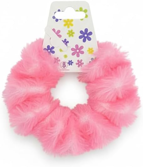 Colorful faux fur ponytail holders by 7AGAT, soft and fluffy hair accessories for women and girls, set of two.