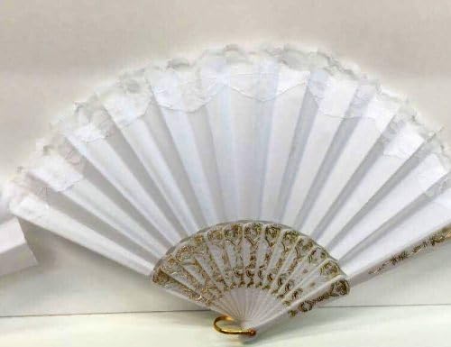 Elegant classic silk handheld folding fan with Chinese and Spanish design, perfect for weddings, parties, and home decor.