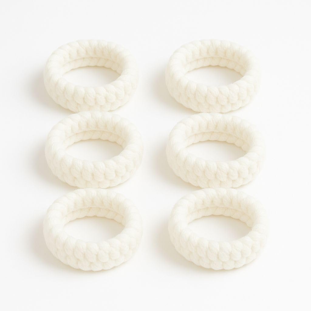 Set of 6 thick, soft no-damage hair ties by 7AGAT, seamless elastic ponytail holders for women and girls.