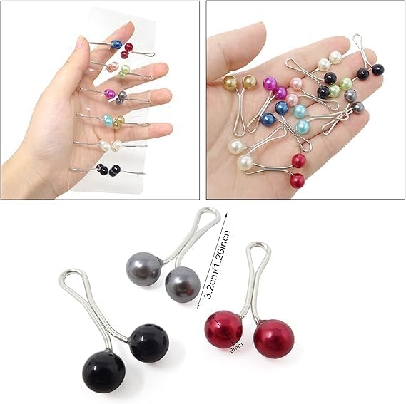 Set of 12 cute hijab pins with scarf brooches and shawl clips from 7AGAT, designed for headscarves, Muslim ladies, and hijabs.