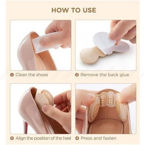 Pair of 7AGAT silicone heel cushion pads with anti-slip grips, soft back liners for heel comfort in high heels, flats, and boots