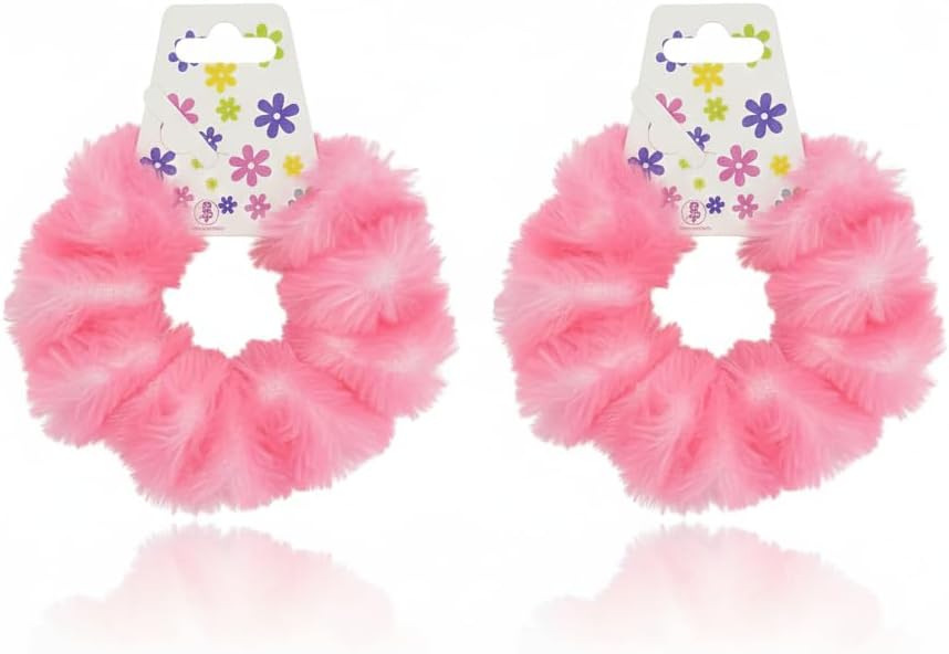 Colorful 7AGAT faux fur ponytail holders for women and girls, soft and fluffy hair accessories in a two-pack.