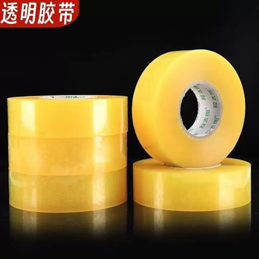 Clear transparent packing tape roll from 7AGAT with strong adhesive, ideal for sealing boxes and durable shipping packaging.