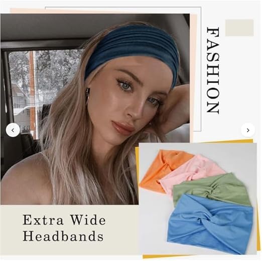 Two knitted cotton headbands with cute knots, 95% cotton turban style headwraps for women and girls, in soft neutral tones.