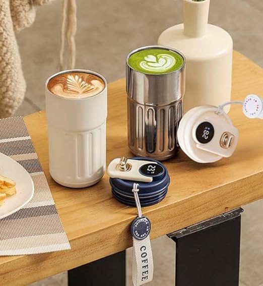 7AGAT insulated coffee tumbler with leak-proof lid, double-wall design, reusable travel mug for hot and cold drinks.