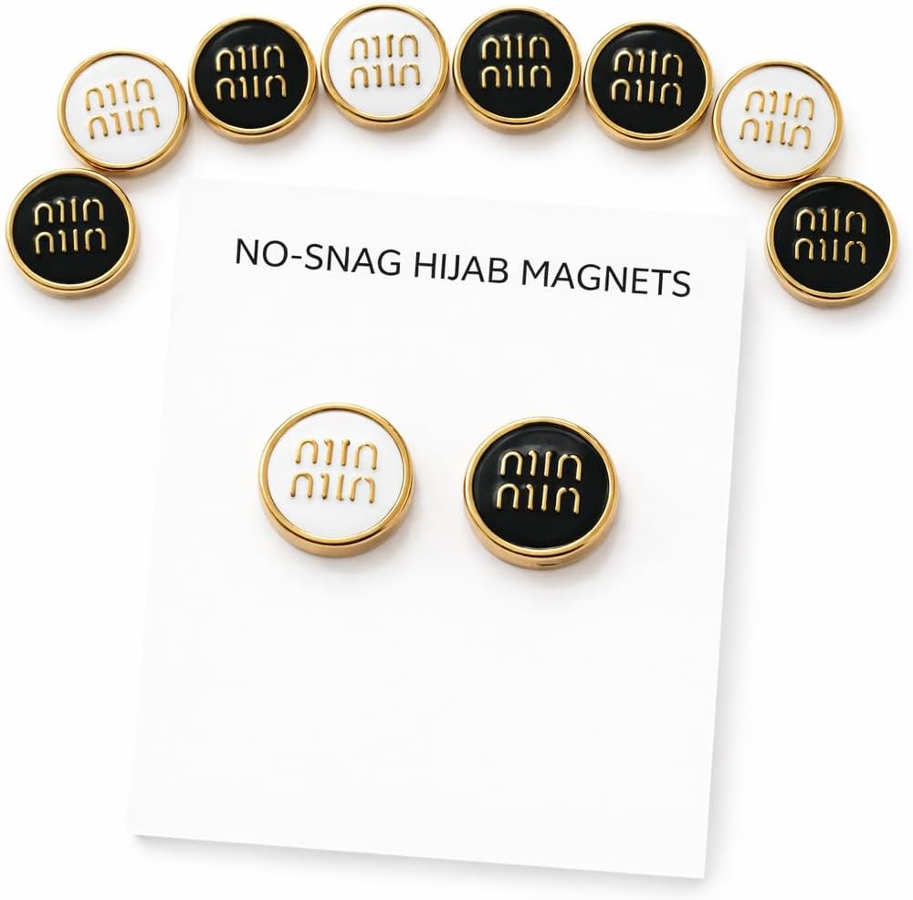 Pair of 7AGAT magnetic hijab pins with strong metal clasps for secure, no-damage scarf fastening, 2-piece set.