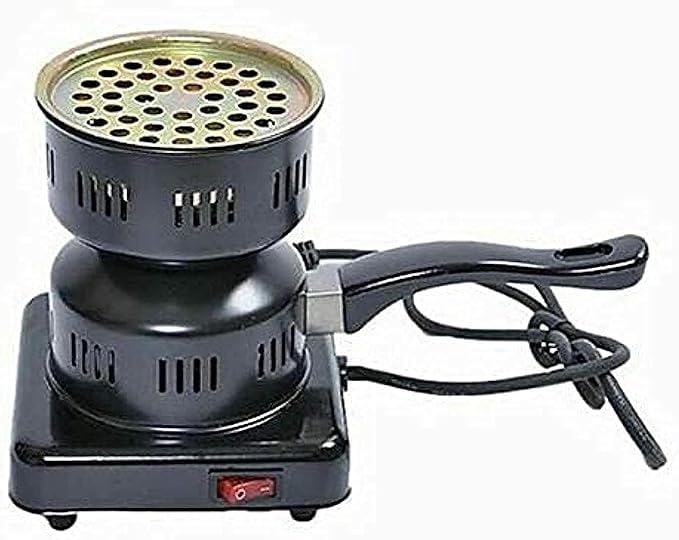 7AGAT electric charcoal burner with 1000W power, metal coal starter featuring heat-resistant handle and black finish for easy use