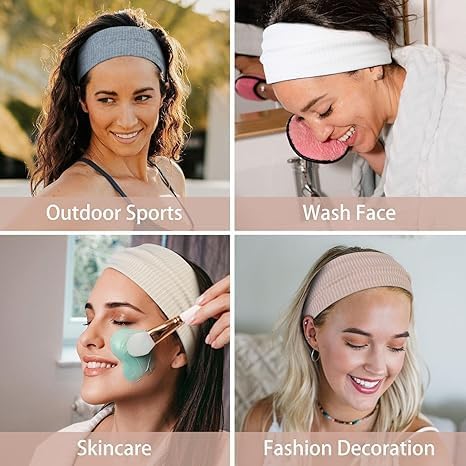 Soft ribbed elastic women's headband by 7AGAT, stretchy hair wrap for sports, yoga, makeup, and daily wear.
