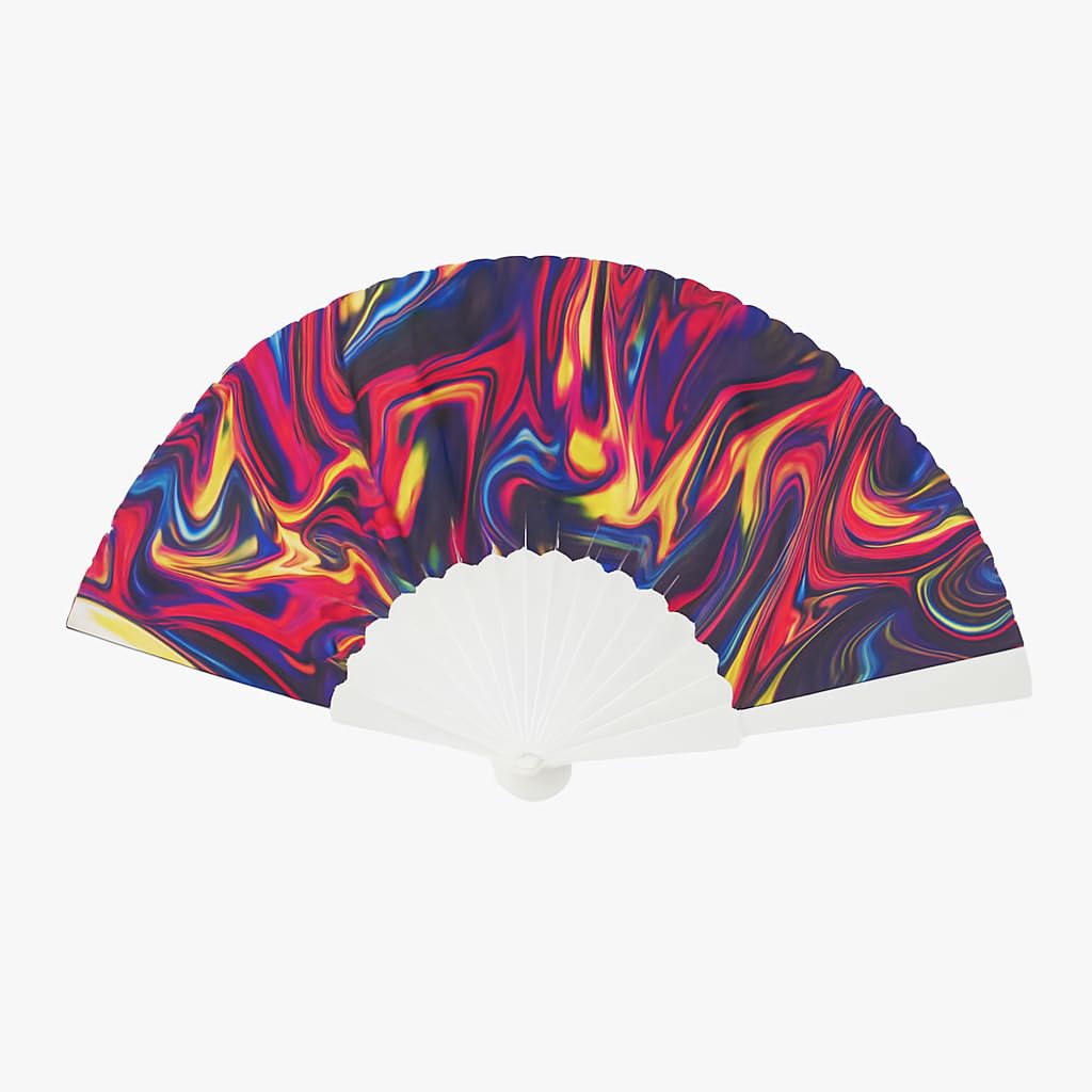 Elegant 7AGAT classic silk handheld folding fan with Chinese and Spanish design, ideal for weddings, parties, and cultural performances.