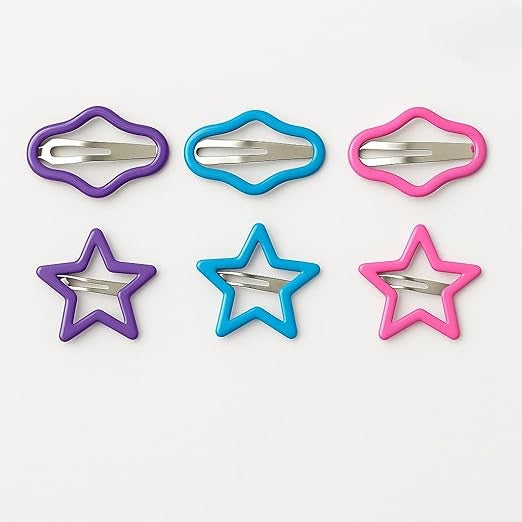 Set of 6 colorful cloud and star design hair clips for women and girls, non-slip claws and barrettes by 7AGAT.