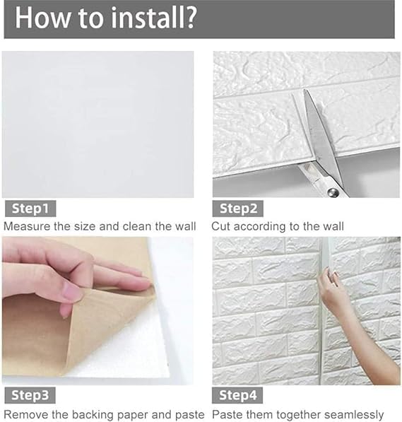 White 3D brick wall sticker from 7AGAT, waterproof foam panel wallpaper with peel-and-stick design for living room, bedroom, or kitchen.
