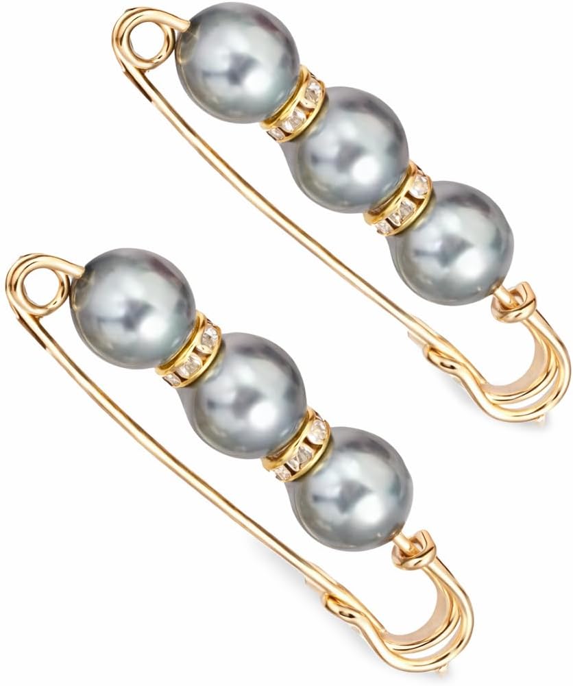 Decorative 7AGAT hijab safety pin with beaded design and crystal accents, stylish multi-purpose pin for headscarves and accessories.