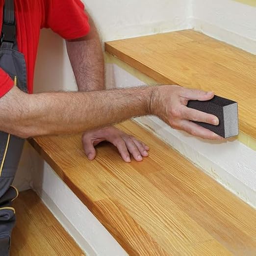 Pair of 7AGAT medium grade washable sanding sponge blocks for wood, metal, and walls, ideal for DIY projects.