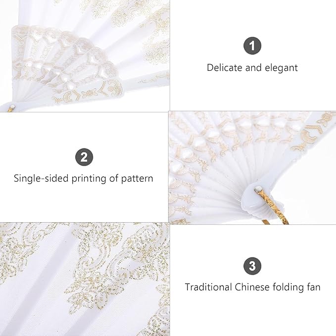 7AGAT classic silk handheld folding fan with Chinese and Spanish style, featuring intricate patterns for weddings and festive decor.