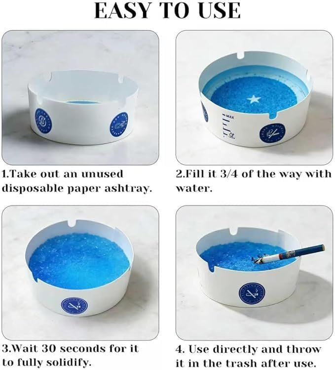 Set of 25 disposable paper ashtrays from 7AGAT, smokeless and odor-reducing, portable for indoor and outdoor use