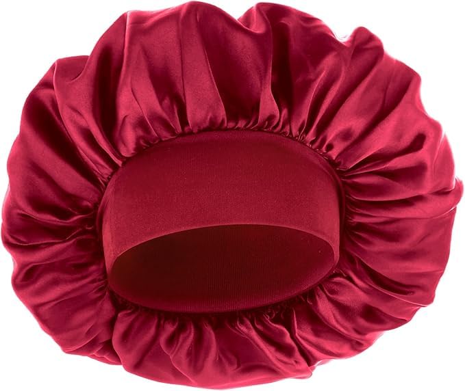 7AGAT satin sleep bonnet for hair protection, soft silk satin night cap with elastic band, ideal for curly and frizzy hair.