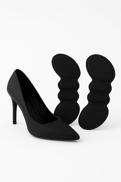 Pair of 7AGAT silicone heel cushion pads with anti-slip grips, designed to prevent blisters and heel pain in high heels, flats, and boots.