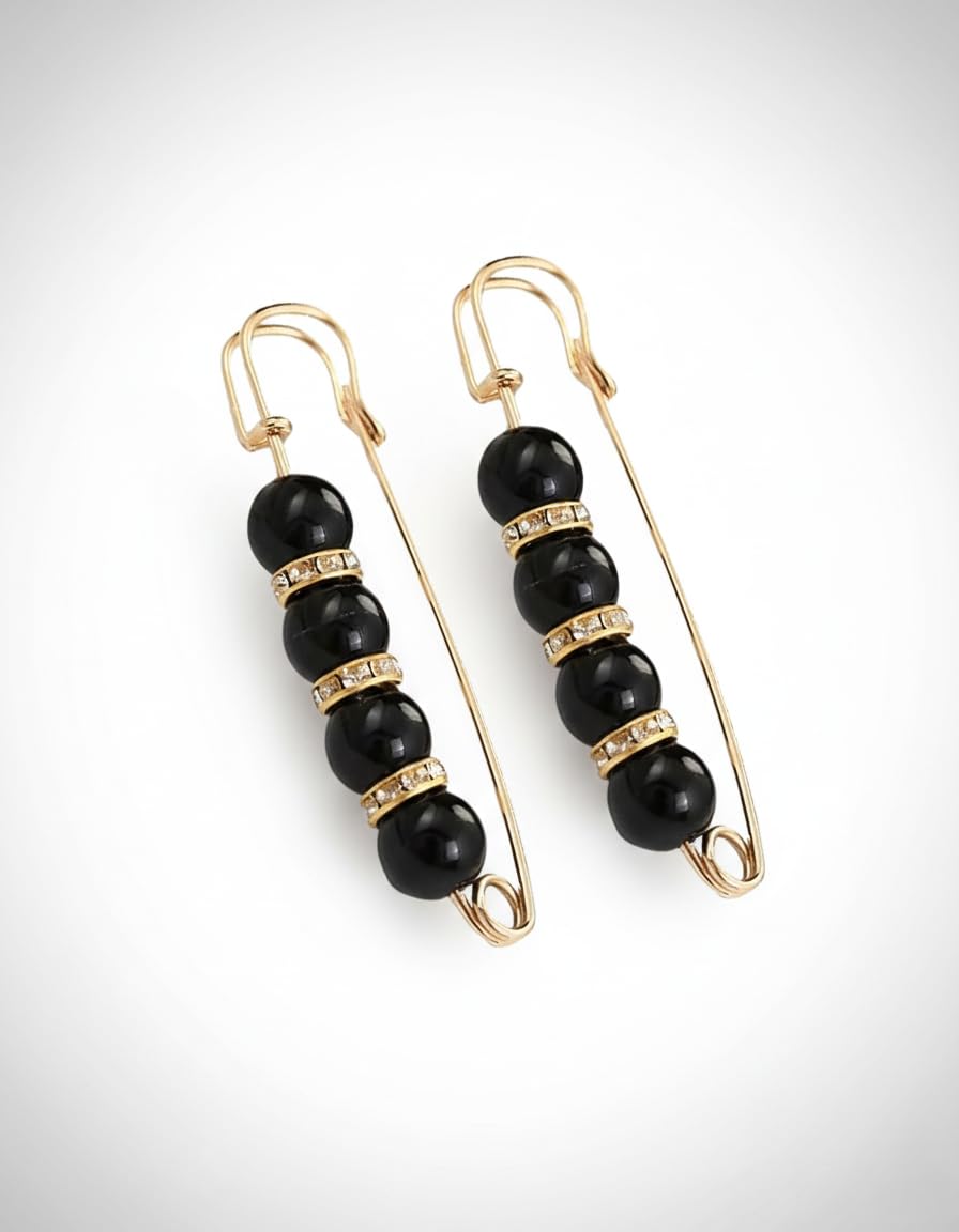 Beaded decorative hijab pin with crystal accents by 7AGAT, featuring a stylish safety pin design for versatile use.
