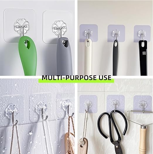 Heavy duty waterproof adhesive wall hooks by 7AGAT, ideal for bathroom, kitchen, bedroom, and door mounting without drilling.