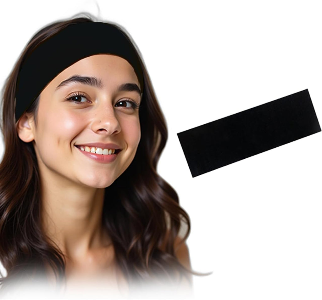 Black stretchy cotton headband by 7AGAT, soft elastic hair band with non-slip design for daily wear and comfort.