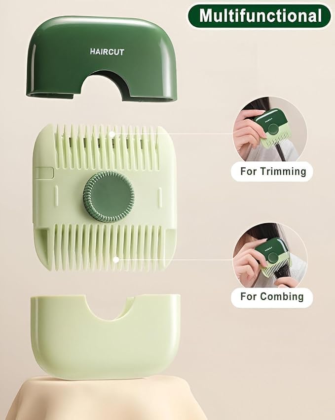 7AGAT 2-in-1 hair cutting comb with dual-sided stainless steel blades, travel-friendly styling tool for men, women, and kids.