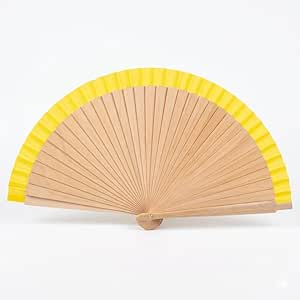 Hand folding fan by 7AGAT with wooden frame and fabric blades, foldable and portable for dance, wedding, cosplay, and festivals.
