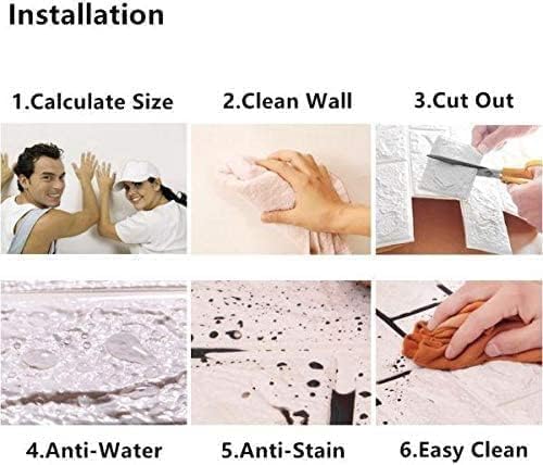 White 3D brick wall sticker from 7AGAT, waterproof foam panel wallpaper for living room, bedroom, or kitchen decor.