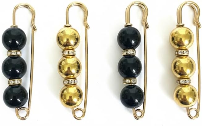 Decorative safety pin by 7AGAT featuring beaded design and crystal accents, stylish hijab pin for secure and fashionable wear.