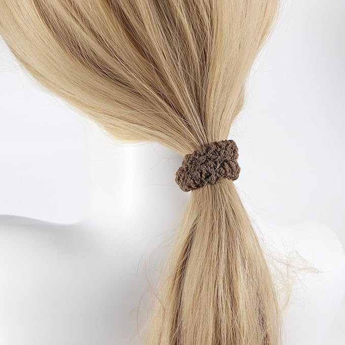 Pack of 12 multicolor braided ponytail holders by 7AGAT, thick elastic scrunchies for women and girls with strong hold and no damage.