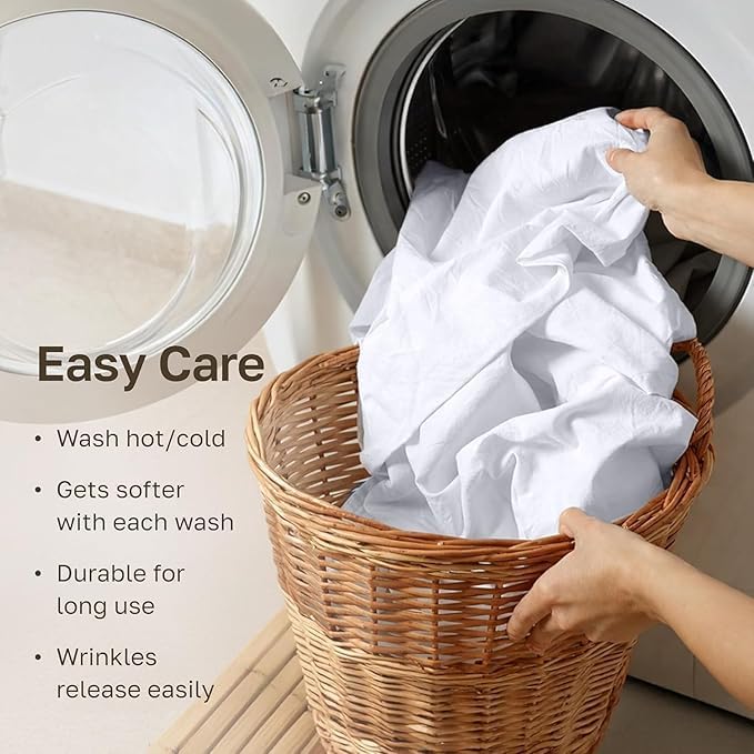 7AGAT soft bed sheet set with matching pillowcases, breathable fabric, durable, easy-care bedding for everyday comfort.