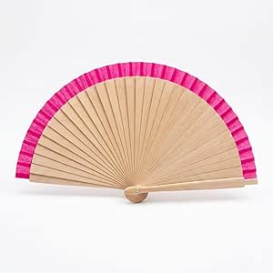 Wood and fabric hand folding fan by 7AGAT, foldable and portable for dance, weddings, cosplay, festivals, or daily use.