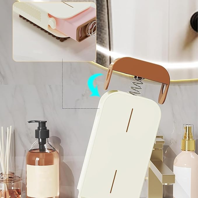Colorful 7AGAT 2-in-1 soap dispensing scrub brush with storage container, handheld sponge for cleaning shoes, clothes, kitchen, and bathroom.