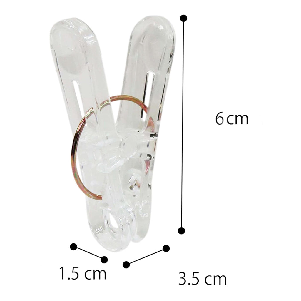 24-pack of 7AGAT clear plastic clothespins with metal hanging rings, ideal for laundry, photos, crafts, and hanging items.