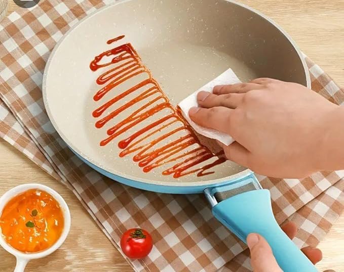 7AGAT mini granite frying pan with non-stick surface, scratch-resistant, heavy-duty, compact design for frying and sautéing.