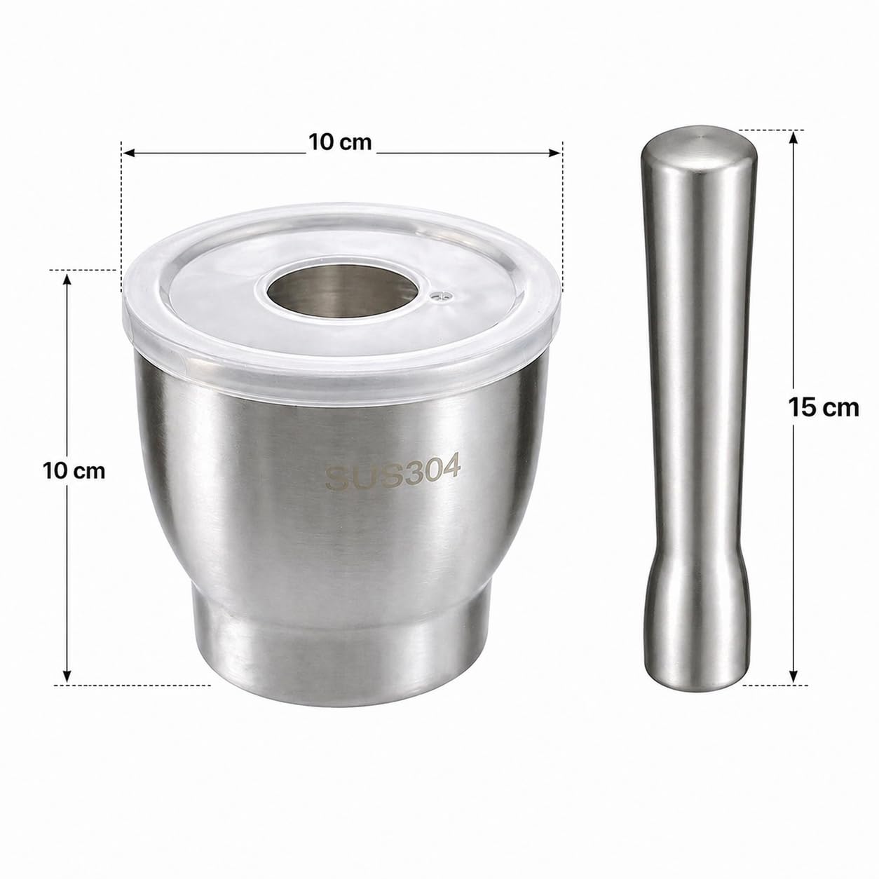 7AGAT stainless steel mortar and pestle set with lid, heavy-duty spice grinder for garlic, herbs, and spices in a durable kitchen tool.