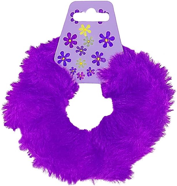 Colorful faux fur ponytail holders by 7AGAT, soft and fluffy hair accessories for women and girls, set of two.