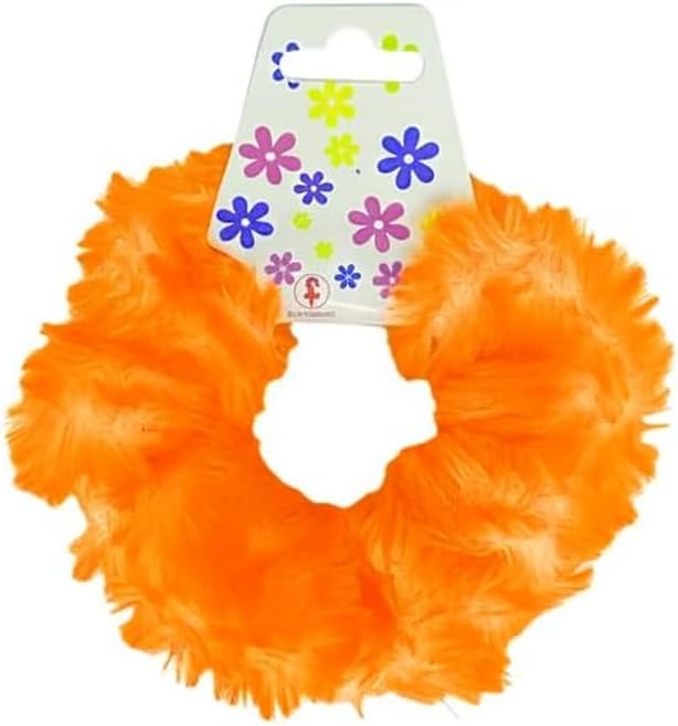 Colorful 7AGAT fluffy faux fur ponytail holders for women and girls, pack of two, stylish hair accessories.