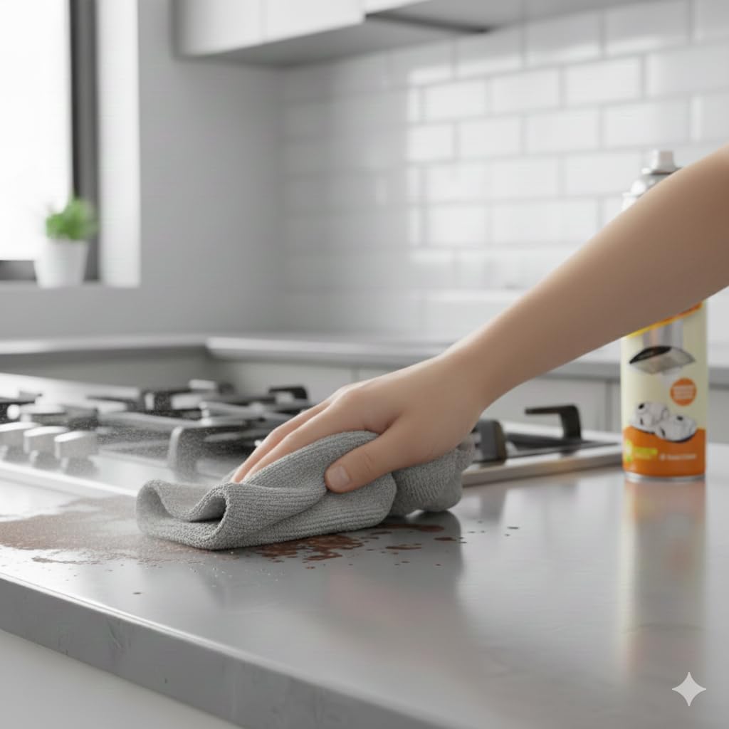 7AGAT Foam Bubble Kitchen Cleaner spray in 500ml bottle, non-toxic plant-based formula for grease, oil, and stain removal.