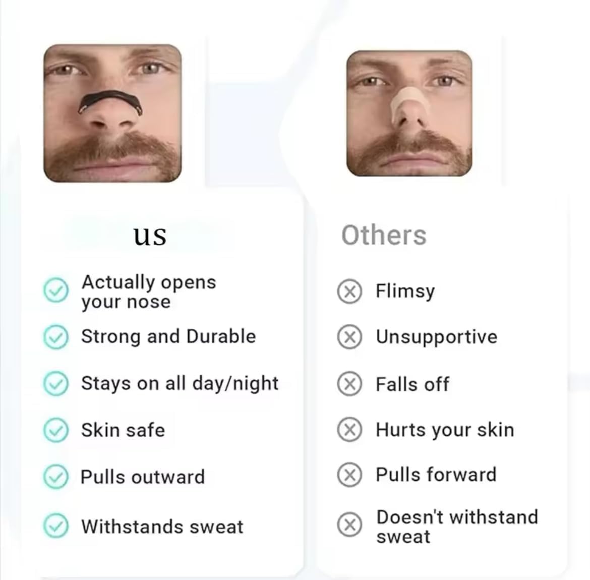 7AGAT premium nasal dilator strips for anti-snoring and congestion relief, shown in a 30-count package for better sleep support.