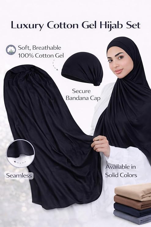 Soft cotton gel scarf for women by 7AGAT, seamless adjustable head cover in solid colors, lightweight and comfortable.