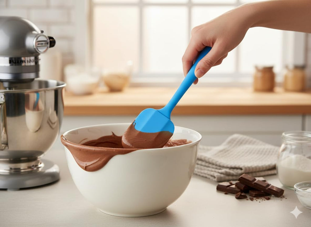 Colorful 7AGAT Shopping silicone spatula with heat resistance and flexible non-stick scraper for kitchen cooking tasks.