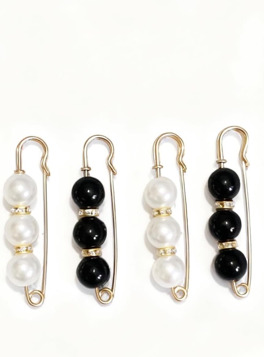 Decorative 7AGAT hijab pin with beaded design and crystal accents, stylish multi-purpose safety pin for accessories and clothing.