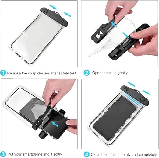 7AGAT waterproof phone case in multicolor PVC and neoprene with strap, shock-resistant for swimming, beach, diving, and outdoor use.