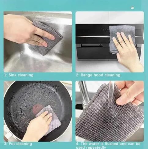 Reusable Microfiber Kitchen Roll | Multi-Purpose Cleaning Cloth (MultiColor, 50 Sheets)