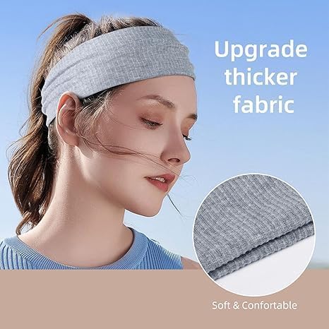 Soft ribbed elastic headband for women by 7AGAT, stretchy hair wrap ideal for sports, yoga, makeup, and daily wear.