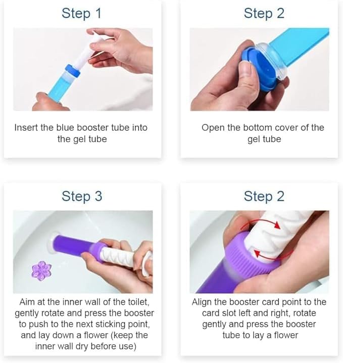 7AGAT toilet gel cleaner with multi-fragrance, 10 stamps per tube, long-lasting freshness, automatic cleaning for 150 flushes.