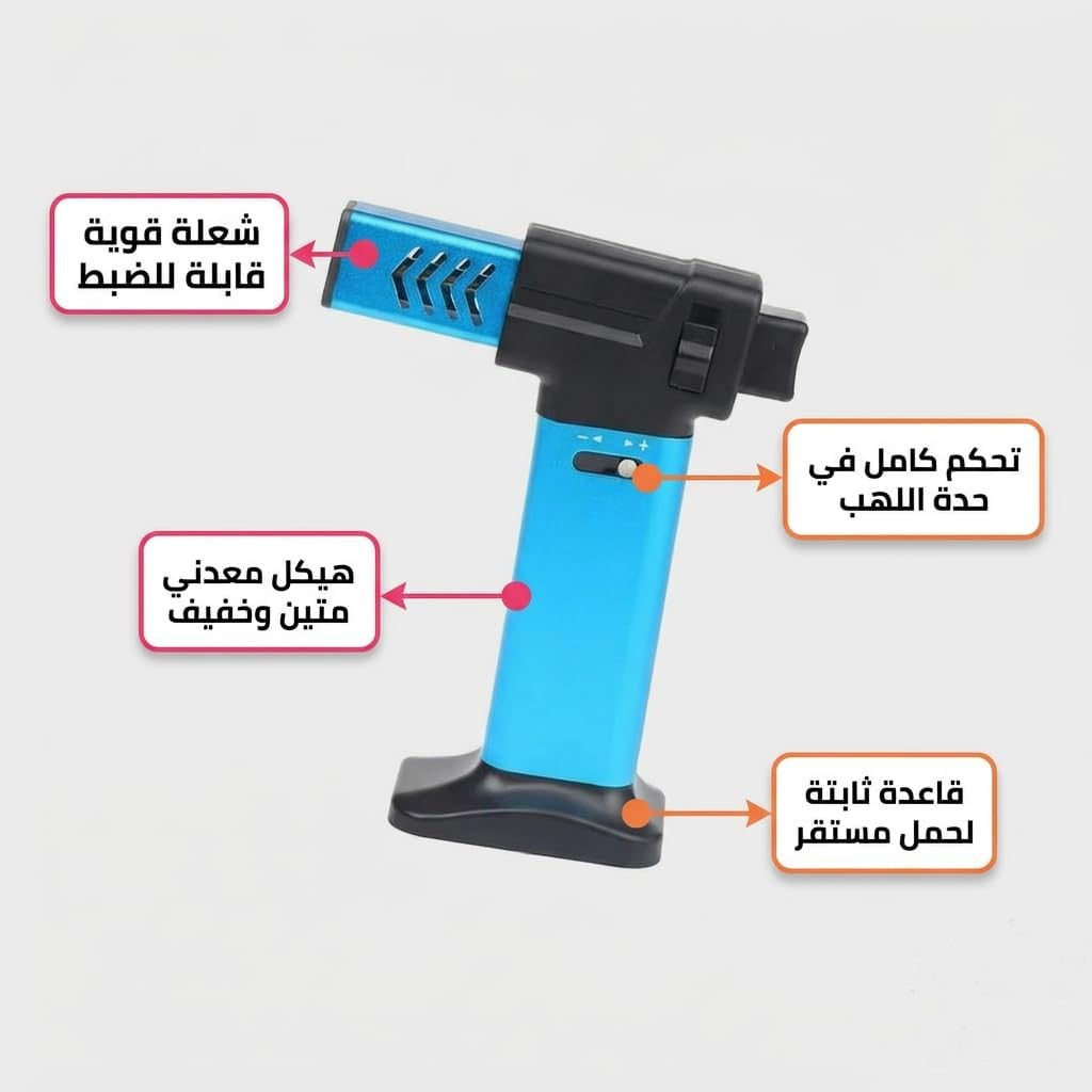 7AGAT refillable butane torch lighter with adjustable jet flame, ideal for kitchen, crafts, soldering, and outdoor use.