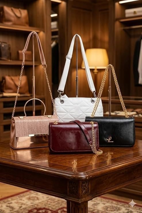 Women’s stylish 7AGAT handbag with shoulder and crossbody straps, versatile purse for casual and evening use.