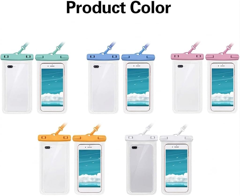 7AGAT waterproof phone case in multicolour with strap, shock-resistant PVC/neoprene for swimming, beach, diving, and outdoor use